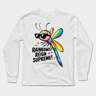 Rainbow Reigns Supreme: A Stylish Dragonfly with Pride Sunglasses Long Sleeve T-Shirt